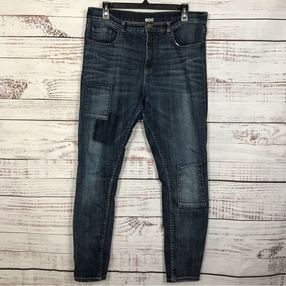 BDG Twig high rise patchwork dark‎ wash size 32 ankle casual Stretch Denim jeans - Picture 1 of 6